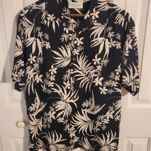 Caribbean Black and White Floral Men's Shirt